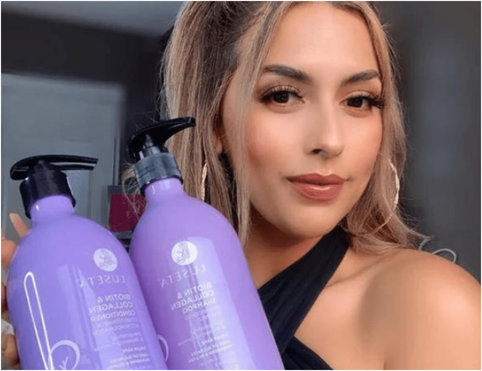 Woman using Luseta Shampoo