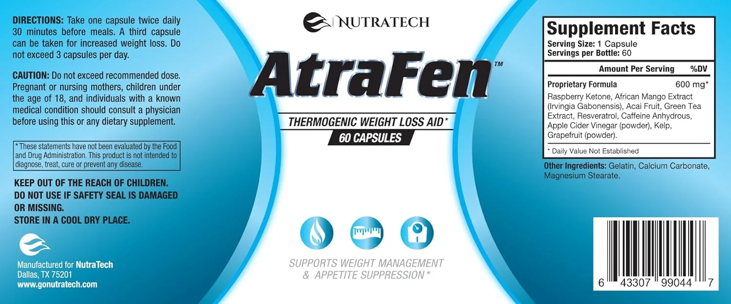 Nutratech Powerful Fat Burner and Appetite Suppressant Diet Pill System for Fast Weight Loss