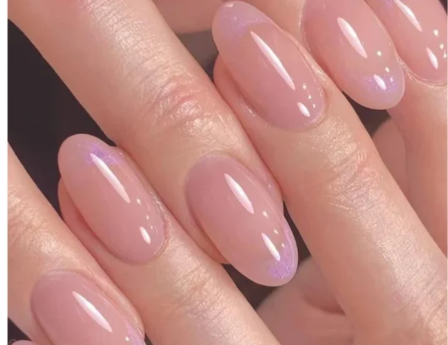Soft pink almond nails