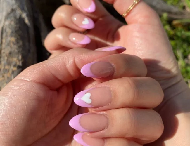 Pale pink shaped nails designs