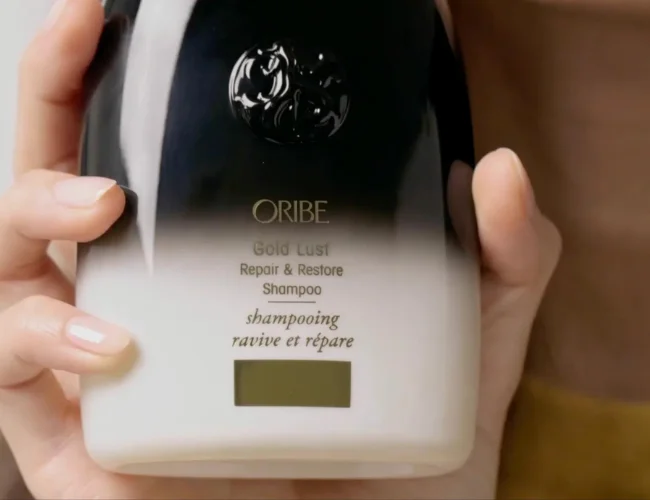 Stylish Oribe shampoo packaging
